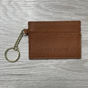 Steve Madden No-Fold Women's Wallet Keychain, ID Window Brown Gold Card Holder